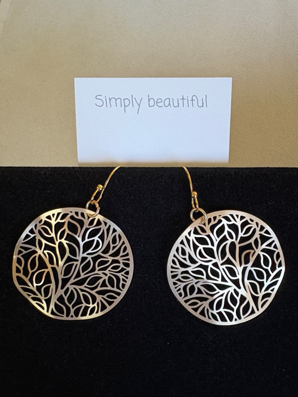 Simply Beautiful Gold Filigree Leaf Earrings 18 karat gold plated Nickel Free